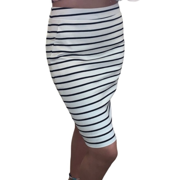 The Limited Dresses & Skirts - The Limited White Black Stripe Midi Dress Skirt Sz 0